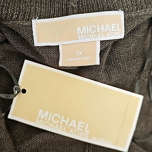 Michael Michael Kors for Macys Rich Olive Open Front Cropped Sweater Sz 1X (NWT) - Picture 8 of 12